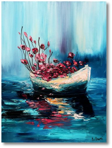 Blumen im Rudelboot – Ein Meisterwerk der modernen Ölmalerei